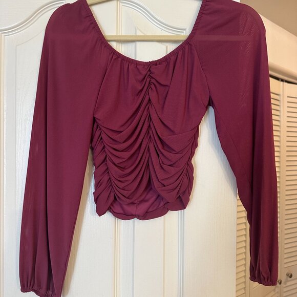 Kirious Plum Long Sleeve Scrunched Bodice Top - XS - Picture 2 of 3